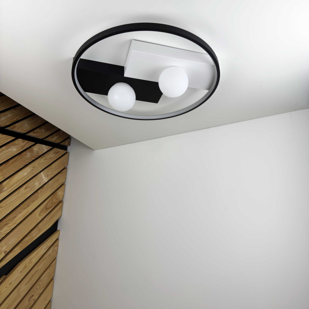 Светильник LED smart PICASSO-R с пультом 80Вт 3000-5000K 4400Lm Круглый Бело-черный 220615